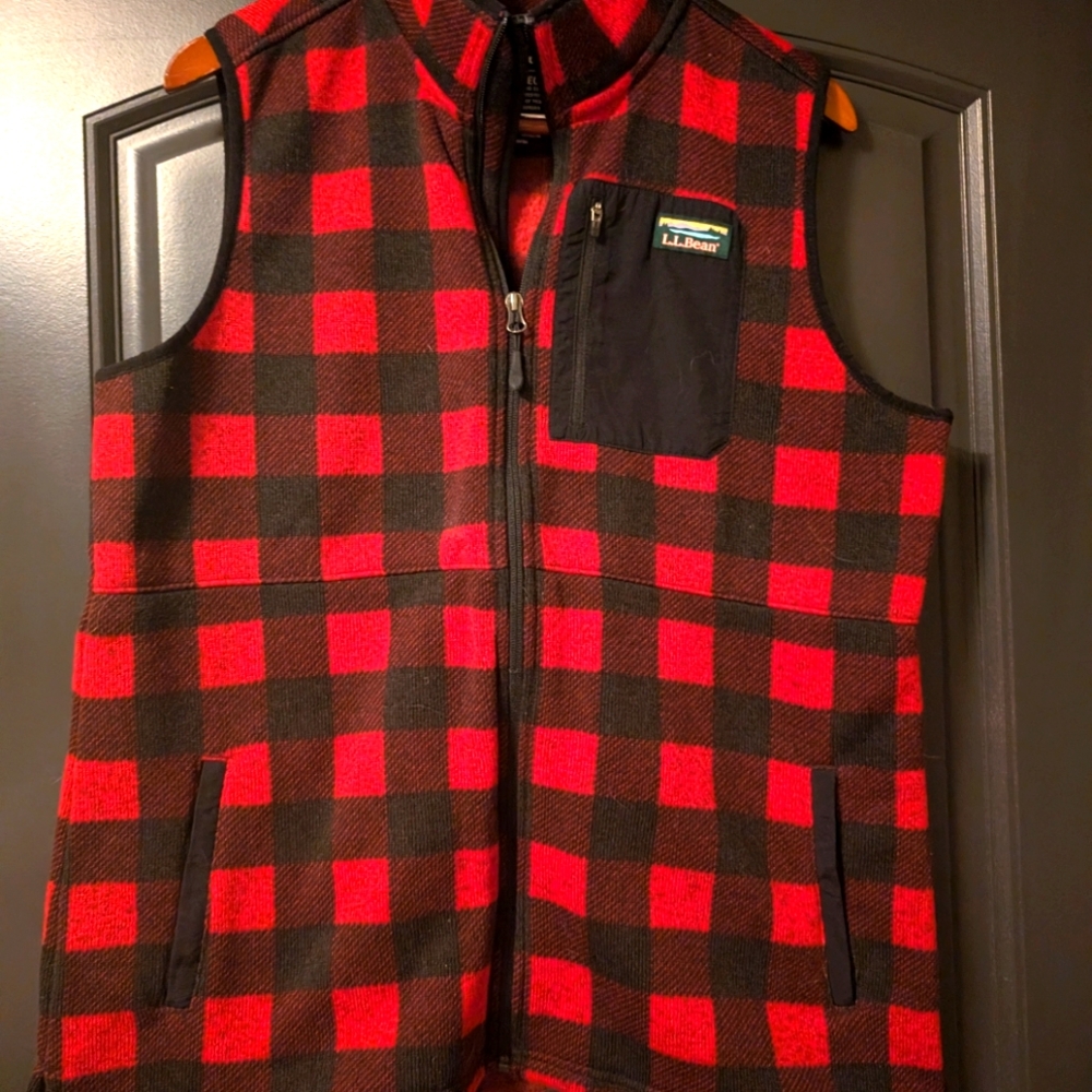 LL Bean buffalo check vest